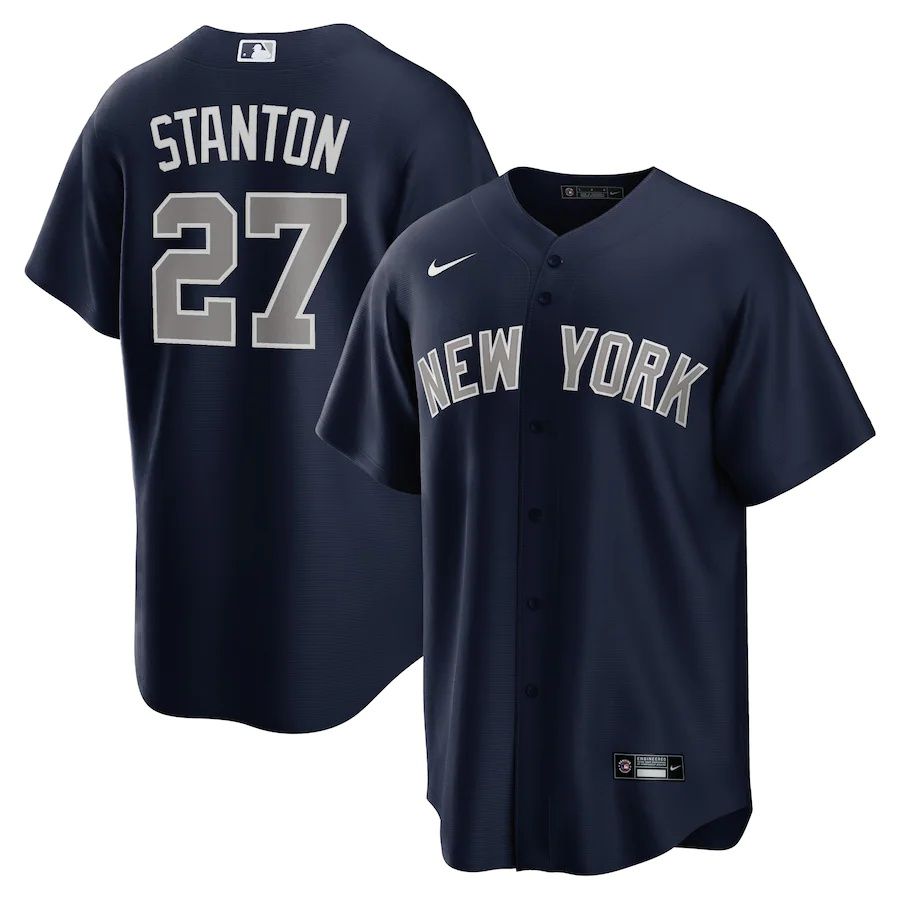 Mens New York Yankees #27 Giancarlo Stanton Nike Navy Alternate Replica Player MLB Jerseys